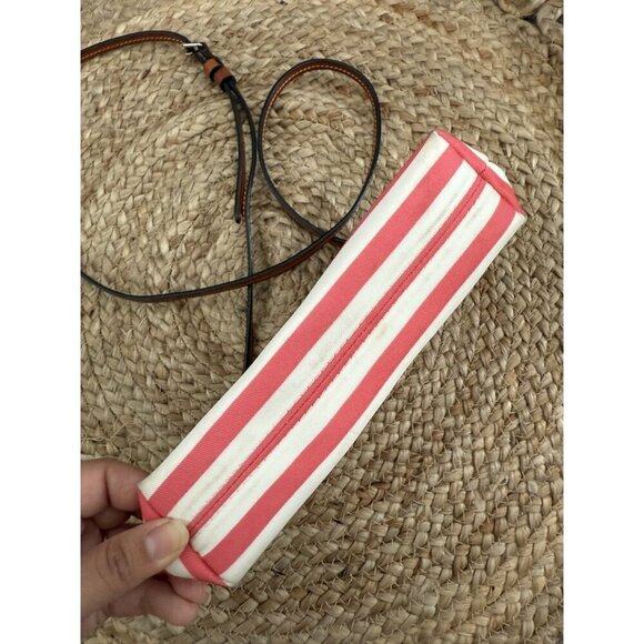Dooney & Bourke Sullivan Coated Cotton Pink Striped Small Crossbody Pouchette - Picture 5 of 11